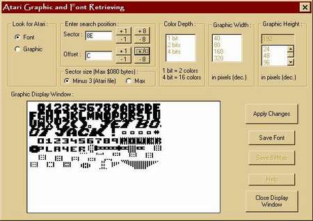 ARFD Retreive Fonts Window Screenshot