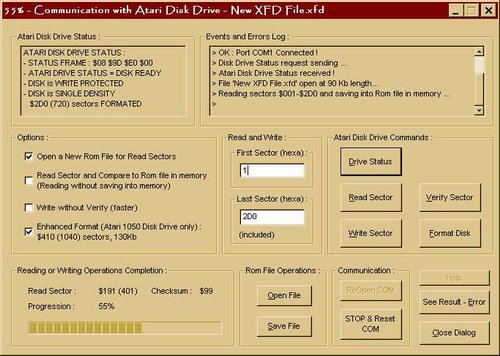 ARFD Communication Window Screenshot